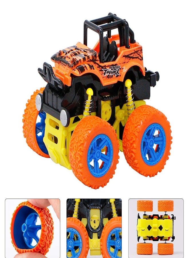 BlackZone Unbreakable Monster Truck Friction Powered Cars Toys Plastic Truck Big Rubber Tires 360 Degree Rotation Stunt 4WD Cars Gift for Kids Boys & Girls (Monster Car Pack of 4) - Image 2